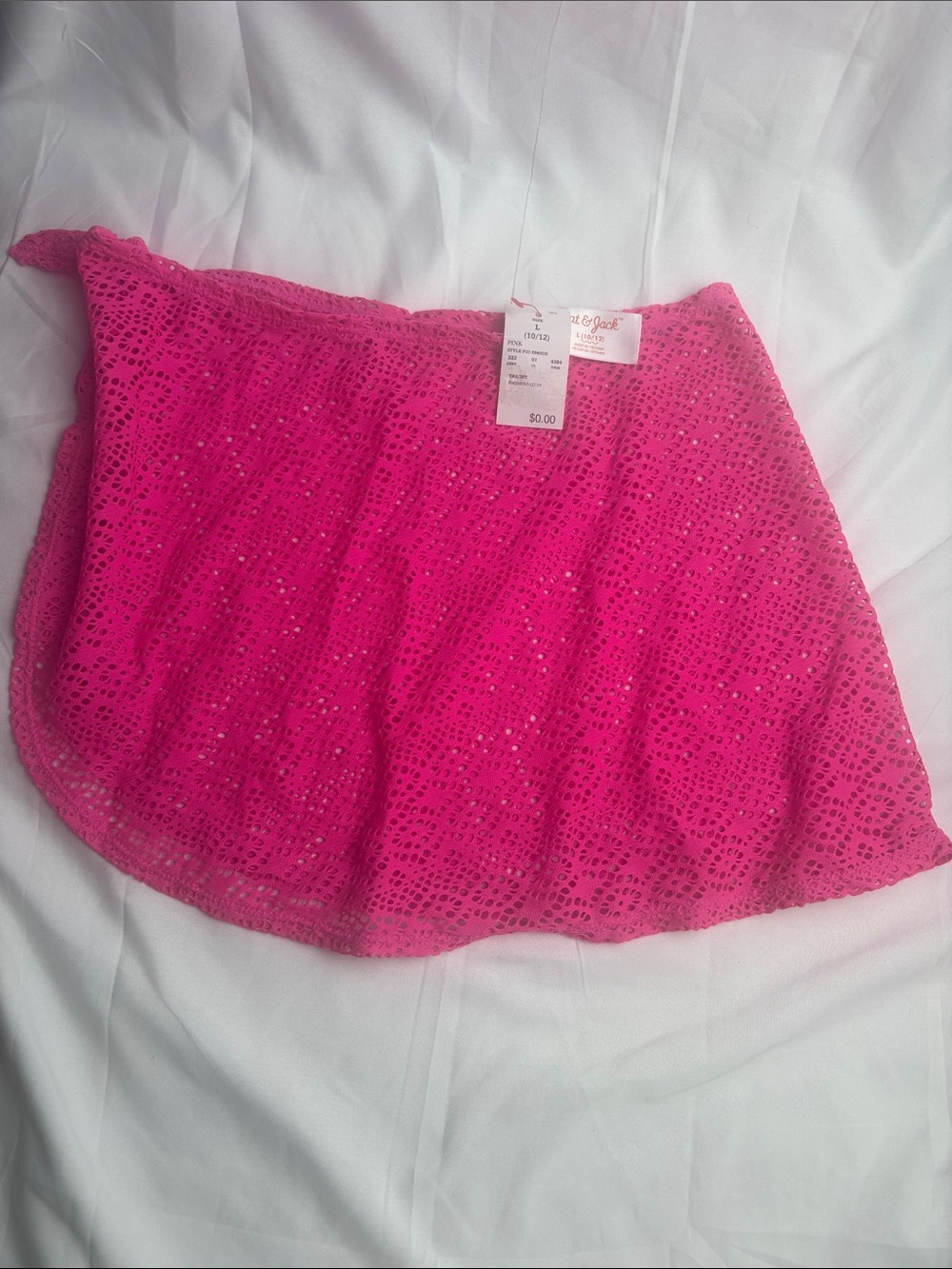 NWT Cat & Jack Hot Pink Crochet Swim Coverup Skirt. Sz L (10-12)